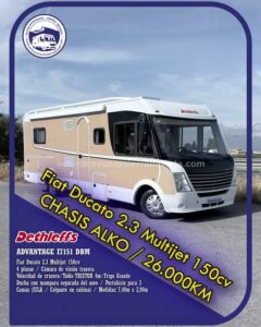 Integral DEATHLESS ADVANTAGE I7151
Sierra Nevada Motorhome, a company with more than 20 years of experience in the used sales sector, offers you this magnificent motorhome.  For more information or price  check our website
www.autocaravanassierranevada.com
or click  on our link  
https://autocaravanassierranevada.com/.../Beatles.../
Do you want to pay in installments?
Call and we will inform you without obligation
617795719
621251555
Extras 
MOTOR: Fiat Ducato 2.3 Multiset 150cv
YEAR: 2013
KM: 26,000
Measurements: 7.40m x 2.90m
Places to travel: 4
Sleeping seats : 4
* Double door trunk size: (2.20m x 1.10m x 0.95m)
* Beds (Island / Hanging Cabin)
* ALSO Chassis + Torque Bars
Extras:
Air Conditioning ( Motor )
Airbag (driver and copilot)
Cruise Speed
Shut down centralized
Electric Mirrors
Electric elevators (in driver)
Radio (2DIN-CD-USB-BT, Browser)
Rear view camera
Swivel seats
REMIX Dimmers Full Cabin
Mosquito nets on windows, skylights and front door
Transparent Skylights
DOMESTIC Refrigerator (220v, Gas, 12v, Auto) 190L capacity
Shower with separate toilet seat
100 ah batteries.
100w Solar Panel.
Trauma Combi warm up
TV 12v. (TDT-HDMI-USB-DVD-SD)
Aluminum escalator
4m SAD canopy.
Aluminum Tray
Bike rack for 3
Tow ball
Reinforced Tires Camper Special
#autocaravanasgranada
#autocaravanaocasion
#autocaravanasdeocasion
#ventaautocaravana
#compraautocaravana
#autocaravanabarata
#caravaningandalucia
#autocaravanasur
#granadaturismo
#granadaocasion
#andaluciavanlife
#vanlife
#camperlife
#motorhome
#campervan
#viajarenautocaravana
#caravaninglife
#aventuraenruta
#viajeslibres
#escapadarural
#naturalezaylibertad
#viajarporelmundo
#rutavanlife
#descubreespaña
#autocaravanaspai
