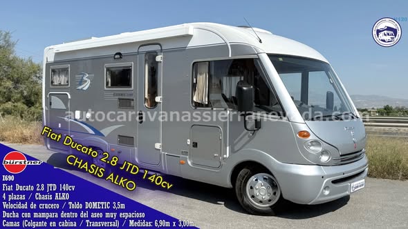 INTEGRAL BURSTNER i690
Autocaravanas Sierra Nevada empresa con más de 20 años de experiencia en el sector de venta de ocasión os ofrece esta magnífica casa rodante.🗣️👉 Para más información o precio 💵 consulté en nuestra página web
www.autocaravanassierranevada.com
➡️🌐💻 o haga click👉🖱️ en nuestro enlace ⬇️👇
https://autocaravanassierranevada.com/list.../burstner-i690/
¿Quieres pagar a plazos?
Llama y te informamos sin compromiso
📞617795719
📞621251555
Extras 👇
MOTOR:Fiat Ducato 2.8 JTD 140cv
AÑO: 2006
KM: 117.000 km
Medidas: 6,90m x 3,00m
Plazas viajar: 4
Plazas dormir: 4
* Medida Garaje doble portón:(2,17m x 1,30m x 1,27m)
* CHASIS ALKO + Barras de torsión
* Camas (Colgante en cabina / Transversal)
Extras:
Aire acondicionado(de motor)
ASR
Velocidad de crucero (en volante)
Elevalunas eléctricos (solo conductor)
Radio (CD – USB – BT – AUX)
Asientos giratorios
OscurecedoresREMIS en cabina completa
Mosquiteras en ventanas y claraboyas 
Ventana PRACTICABLE con mosquitera en puerta principal
Claraboyas transparentes y Claraboya XXL en salón
Frigo DOMETIC  (220v, Gas, 12v, manual) 104L capacidad
Ducha con mampara dentro de aseo
W.C con SOG
Batería de 95ah.
2 Placa solar de 100w.
Calefacción Trumatic C y trumaduomatic L Plus
Escalón eléctrico de aluminio
Toldo DOMETICde 3,5m.
Maleteros laterales
Neumáticos reforzados marca especial camper
#autocaravanastyle #viajarconniños #viajarenautocaravanaconniños #roadtrip #autocaravanaadventure #ventadeautocaravanas #autocaravanassierranevada #autocaravantravel #autocaravanaenlaplaya #kitcamping #differentholidays #camaisla #motorhome #caravanas1000 #camper #motorhome #rv #campingwithdogs #campingcar
