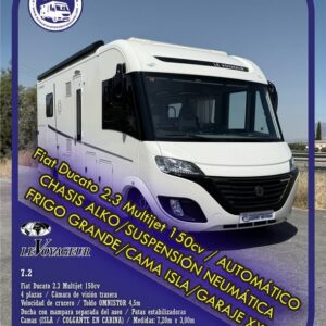 Integral LEVOYAGEUR 7.2 Autocaravanas Sierra Nevada empresa con más de 20 años de experiencia en el sector de venta de ocasión os ofrece esta magnífica casa rodante.🗣️👉 Para más información o precio 💵 consulté en nuestra página web www.autocaravanassierranevada.com ➡️🌐💻 o haga click👉🖱️ en nuestro enlace ⬇️👇 https://autocaravanassierranevada.com/.../levoyageur-7-2-2/ ¿Quieres pagar a plazos? Llama y te informamos sin compromiso 📞617795719 📞621251555 Extras 👇 CARNET C MOTOR:Fiat Ducato 2.3 Multijet 150cv AUTOMATICO AÑO: 2017 KM: 52.000 Medidas: 7,20m x 3,00m Plazas viajar: 4 Plazas dormir: 4 * Medida Garaje con doble portón:(2,20m x 1,10m x 1,05m) * Camas (ISLA / Colgante en Cabina) * Chasis ALKO + Barra de torsión * Suspensión neumática autoinflado desde cabina * Patas estabilizadoras hidráulicas control desde pantalla Extras: Aire acondicionado (de motor) AirBag (conductor y copiloto) Velocidad de crucero Cierre centralizado (2 puertas) Espejos eléctricos Elevalunas eléctricos (sólo conductor) Radio (2DIN – CD – USB – BT) Cámara de visión trasera Sensor de aparcamiento Asientos giratorios OscurecedoresREMIS en cabina completa Parasoles enrollables manuales Mosquiteras en ventanas, claraboyas y puerta principal Claraboyas Transparentes excepto turbovent Claraboyas XXL en salón TuerboVent en cocina Frigo DOMETIC (220v, Gas, 12v, Auto) 134L capacidad Ducha con mampara separada del aseo Inverter de 1500w 1Batería de litio de 120ah. 2 Placas solares 250 watt. En total y regulador victron blue solar charge Boster DC-batterycharger Calefacción ALDE 1 TV 12v (smart TV TDT USB HDMI) 1 TV 12v. (TDT - HDMI - USB -) Escalón eléctrico de aluminio Toldo OMNISTOR de 4,5m. Maleteros Laterales Ducha exterior Llantas de aluminio y Neumáticos reforzados marca CONTINENTAL especial camper #autocaravanastyle #viajarconniños #viajarenautocaravanaconniños #roadtrip #autocaravanaadventure #ventadeautocaravanas #autocaravanassierranevada #autocaravantravel #autocaravanaenlaplaya #kitcamping #differentholidays #camaisla #motorhome #caravanas1000 #camper