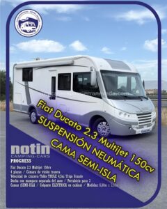 Integral NOTIN PROGRESS Autocaravanas Sierra Nevada empresa con más de 20 años de experiencia en el sector de venta de ocasión os ofrece esta magnífica casa rodante.🗣️👉 Para más información o precio 💵 consulté en nuestra página web www.autocaravanassierranevada.com ➡️🌐💻 o haga click👉🖱️ en nuestro enlace ⬇️👇 https://autocaravanassierranevada.com/lis.../notin-progress/ ¿Quieres pagar a plazos? Llama y te informamos sin compromiso 📞617795719 📞621251555 Extras 👇 MOTOR: Fiat Ducato 2.3 MultiJet 150cv AÑO: 2016 KM: 49.000 Medidas: 6,80m x 2,90m Plazas viajar: 4 Plazas dormir: 4 * Medida Garaje: (1,40m x 0,95m x 0,75m) * Camas (Semi-Isla / Colgante eléctrica en cabina) * Suspensión Neumática Extras: Aire acondicionado(de motor) AirBag (conductor y copiloto) Velocidad de Crucero Cierre centralizado Espejos eléctricos Elevalunas eléctricos (sólo conductor) Radio (2DIN-CD-USB-BT) Cámara de visión trasera(en radio) Asientos giratorios Oscurecedores REMIS en cabina y Persiana eléctrica en luna Mosquiteras en ventanas, claraboyas y puerta principal Claraboyas transparentes y Claraboya xxl en salón Frigo DOMETIC (220v, Gas, 12v, Auto) 160L capacidad Horno Extractor de humos Ducha con mampara separada de aseo Batería de 100ah. Placa solar de 100w. Calefacción Truma inet ready Tv 12v. (HDMI-USB) Escalón de doble peldaño integrado Toldo THULE de 4,5m. Portabicis para 3 Ducha exterior Neumáticos reforzados marca CONTINENTAL especial camper #autocaravanastyle #viajarconniños #viajarenautocaravanaconniños #roadtrip #autocaravanaadventure #ventadeautocaravanas #autocaravanassierranevada #autocaravantravel #autocaravanaenlaplaya #kitcamping #differentholidays #camaisla #motorhome #caravanas1000 #camper