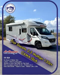 Perfilada CHALLENGER 378XLB Autocaravanas Sierra Nevada empresa con más de 20 años de experiencia en el sector de venta de ocasión os ofrece esta magnífica casa rodante.🗣️👉 Para más información o precio 💵 consulté en nuestra página web www.autocaravanassierranevada.com ➡️🌐💻 o haga click👉🖱️ en nuestro enlace ⬇️👇 https://autocaravanassierranevada.com/.../challenger-378xlb/ ¿Quieres pagar a plazos? Llama y te informamos sin compromiso 📞617795719 📞621251555 Extras 👇 MOTOR: Fiat Ducato 2.3 Multijet 130cv AÑO: 2017 KM: 72.000 Medidas: 7,30m x 2,90m Plazas viajar: 4 Plazas dormir: 4 * Medida Garaje con doble portón : (2,15m x 0,90m x 1,10m) * Camas (Isla elevable/ Colgante en salón) Extras: Aire acondicionado( de motor) AirBag ( conductor y copliloto) Velocidad de Crucero Cierre centralizado(en cabina) Espejos eléctricos Elevalunas eléctricos Radio (CD-2DIN-AUX-USB-SD-BT) Cámara de visión trasera Asientos giratorios Mosquiteras en ventanas, claraboyas y puerta principal Claraboyas transparentes y Claraboya panorámica xxl en cabina TurboVent Frigo THETFORD (220v, Gas, 12v, Auto) 142L capacidad Ducha con mampara separada de aseo Batería de 95ah. Placa solar de 100w. Calefacción truma inet radady. Tv 12v. (TDT-HDMI-USB) Escalón de doble peldaño integrado Toldo THULE de 4m. Portabicis para 2 Neumáticos reforzados especial camper #autocaravanastyle #viajarconniños #viajarenautocaravanaconniños #roadtrip #autocaravanaadventure #ventadeautocaravanas #autocaravanassierranevada #autocaravantravel #autocaravanaenlaplaya #kitcamping #differentholidays #camaisla #motorhome #caravanas1000 #camper