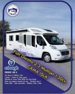 Perfilada Elnagh PRINCE 580 L Autocaravanas Sierra Nevada empresa con más de 20 años de experiencia en el sector de venta de ocasión os ofrece esta magnífica casa rodante.🗣️👉 Para más información o precio 💵 consulté en nuestra página web www.autocaravanassierranevada.com ➡️🌐💻 o haga click👉🖱️ en nuestro enlace ⬇️👇 https://autocaravanassierranevada.com/.../elnagh-prince.../ ¿Quieres pagar a plazos? Llama y te informamos sin compromiso 📞617795719 📞621251555 Extras 👇 MOTOR: Fiat Ducato 2.3 MultiJet 130cv AÑO: 2010 KM: 105.000 Medidas: 7,30m x 2,90m Plazas viajar: 4 Plazas dormir: 3 * Medida Garaje con doble portón : (2,15m x 0,80m x 0,60m) * Camas (Isla / Salón Convertible) Extras: Aire acondicionado(de motor) AirBag ( conductor y copiloto) A.S.R (Sistema antiderrapaje) Velocidad de Crucero Cierre centralizado(en cabina) Espejos eléctricos Elevalunas eléctricos Radio (CD-MP3-AUX) Cámara de visión trasera Asientos giratorios Mosquiteras en ventanas, claraboyas y puerta principal TurboVent en cocina Frigo DOMETIC (220v, Gas, 12v, Auto) 150L capacidad Horno Extractor de humos Ducha con mampara separada de aseo Batería de 100ah. Placa solar de 100w. Calefacción WEBASTO a gasoil Tv 12v. (TDT-HDMI-USB-DVD) Escalón de doble peldaño integrado Toldo THULE de 4m. Portabicis para 3 1 Cierres de seguridad Maletero lateral Neumáticos reforzados especial camper #autocaravanastyle #viajarconniños #viajarenautocaravanaconniños #roadtrip #autocaravanaadventure #ventadeautocaravanas #autocaravanassierranevada #autocaravantravel #autocaravanaenlaplaya #kitcamping #differentholidays #camaisla #motorhome #caravanas1000 #camper