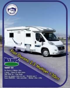 Perfilada McLouis TANDY 650 Autocaravanas Sierra Nevada empresa con más de 20 años de experiencia en el sector de venta de ocasión os ofrece esta magnífica casa rodante.🗣️👉 Para más información o precio 💵 consulté en nuestra página web www.autocaravanassierranevada.com ➡️🌐💻 o haga click👉🖱️ en nuestro enlace ⬇️👇 https://autocaravanassierranevada.com/.../mclouis-tandy-650/ ¿Quieres pagar a plazos? Llama y te informamos sin compromiso 📞617795719 📞621251555 Extras 👇 MOTOR: Fiat Ducato 2.3 MultiJet 130cv AÑO: 2008 KM: 91.000 Medidas: 7,30m x 2,90m Plazas viajar: 4 Plazas dormir: 4 * Medida Garaje: (1,15m x 1,20m x 0,60m) * Camas (Francesa / Salón convertible) Extras: Aire acondicionado(de motor) AirBag(solo conductor) A.S.R (Sistema antiderrapaje) Cierre centralizado(en cabina) Espejos eléctricos Elevalunas eléctricos Radio (2DIN-CD-USB-AUX-SD-BT) Cámara de visión trasera Asientos giratorios Oscurecedores REMIS en cabina completa Mosquiteras en ventanas y claraboyas Claraboya xxl en salón TurboVent en cocina Frigo DOMETIC (220v, Gas, 12v, Auto) 150L capacidad Horno Extractor de humos Ducha con mampara dentro de aseo Batería de 100ah. Placa solar de 100w. Calefacción Truma Combi Tv 12v. (LCD-HDMI-USB-DVD) Escalón de doble peldaño integrado Toldo THULE de 4m. Portabicis para 3 Neumáticos reforzados marca CONTINENTAL especial camper #autocaravanastyle #viajarconniños #viajarenautocaravanaconniños #roadtrip #autocaravanaadventure #ventadeautocaravanas #autocaravanassierranevada #autocaravantravel #autocaravanaenlaplaya #kitcamping #differentholidays #camaisla #motorhome #caravanas1000 #camper