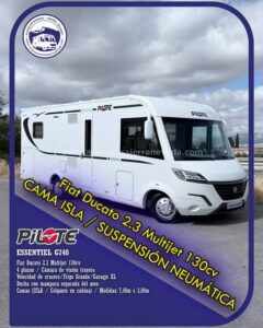 Integral PILOTE ESSENTIEL G740 Autocaravanas Sierra Nevada empresa con más de 20 años de experiencia en el sector de venta de ocasión os ofrece esta magnífica casa rodante.🗣️👉 Para más información o precio 💵 consulté en nuestra página web www.autocaravanassierranevada.com ➡️🌐💻 o haga click👉🖱️ en nuestro enlace ⬇️👇 https://autocaravanassierranevada.com/.../pilote.../ ¿Quieres pagar a plazos? Llama y te informamos sin compromiso 📞617795719 📞621251555 Extras 👇 MOTOR: Fiat Ducato 2.3 MultiJet 130cv AÑO: 2017 KM: 51.000 Medidas: 7,40m x 3,00m Plazas viajar: 4 Plazas dormir: 4 * Medida Garaje con doble portón : (2,20m x 1,00m x 0,90m) * Camas (Isla / Colgante en cabina) * Suspensión Neumática Extras: Aire acondicionado(de motor) AirBag (conductor y copiloto) Velocidad de Crucero Cierre centralizado Espejos eléctricos Elevalunas eléctricos (sólo conductor) Radio (USB-BT-AUX) Cámara de visión trasera Asientos giratorios Oscurecedores REMIS en cabina completa Mosquiteras en ventanas, claraboyas y puerta principal Claraboyas transparentes y Claraboya xxl en salón Frigo DOMETIC (220v, Gas, 12v, Auto) 160L capacidad Ducha con mampara separada de aseo Batería de 100ah. 2 Placa solar de 100w. Calefacción Truma Inet Ready Tv 12v. (TDT-HDMI-USB-DVD) Escalón eléctrico de aluminio Maletero lateral extraíble Neumáticos reforzados especial camper #autocaravanastyle #viajarconniños #viajarenautocaravanaconniños #roadtrip #autocaravanaadventure #ventadeautocaravanas #autocaravanassierranevada #autocaravantravel #autocaravanaenlaplaya #kitcamping #differentholidays #camaisla #motorhome #caravanas1000 #camper