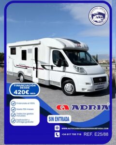 ADRIA CORAL S690SC Autocaravanas Sierra Nevada empresa con más de 20 años de experiencia en el sector de venta de ocasión os ofrece esta magnífica casa rodante.🗣️👉 Para más información o precio 💵 consulté en nuestra página web www.autocaravanassierranevada.com ➡️🌐💻 o haga click👉🖱️ en nuestro enlace ⬇️👇 https://autocaravanassierranevada.com/.../adria-coral.../ ¿Quieres pagar a plazos? Llama y te informamos sin compromiso 📞617795719 📞621251555 EQUIPAMIENTO Y EXTRAS 👇 MOTOR: Fiat Ducato 2.3 Multijet 130cv AÑO: 2011 KM: 105.000 Medidas exteriores: 7,30m x 2,70m Plazas viajar: 5 Plazas dormir: 3 * Medida maletero con doble portón: (2,20m x 1,05m x 0,90m) * Camas (Isla/Salón Convertible) * Suspensión Neumática Extras y Equipamiento: - Aire acondicionado(de motor) - AirBag(conductor y copiloto) - Velocidad de Crucero - Cierre centralizado(en cabina) - Espejos eléctricos - Elevalunas eléctricos - Radio (USB-MP3-BT-AUX) - Asientos giratorios - Oscurecedores REMIS en cabina completa - Mosquiteras en ventanas y claraboyas - Claraboyas transparentes y Claraboya panorámica xxl en cabina - Frigo DOMETIC (220v, Gas, 12v, Auto) 160L capacidad - Horno - Extractor de humos - Ducha con mampara separada de aseo - Baterías de 100ah. - Placa solar de 100w. - Calefacción Truma Combi - Tv 12v. (TDT-HDMI-USB-DVD) - Escalón de doble peldaño integrado - Toldo FIAMMA de 4m. - Patas estabilizadoras - Portabicis FIAMMA para 2 - Neumáticos reforzados marca CONTINENTAL especial camper #autocaravanasgranada #autocaravanaocasion #autocaravanasdeocasion #ventaautocaravana #compraautocaravana #autocaravanabarata #caravaningandalucia #autocaravanasur #granadaturismo #granadaocasion #andaluciavanlife #vanlife #camperlife #motorhome #campervan #viajarenautocaravana #caravaninglife #aventuraenruta #viajeslibres #escapadarural #naturalezaylibertad #viajarporelmundo #rutavanlife #descubreespaña #autocaravanaspain