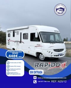 INTEGRAL RAPIDO 997 M Autocaravanas Sierra Nevada empresa con más de 20 años de experiencia en el sector de venta de ocasión os ofrece esta magnífica casa rodante.🗣️👉 Para más información o precio 💵 consulté en nuestra página web www.autocaravanassierranevada.com ➡️🌐💻 o haga click👉🖱️ en nuestro enlace ⬇️👇 https://autocaravanassierranevada.com/listings/rapido-997-m/ ¿Quieres pagar a plazos? Llama y te informamos sin compromiso 📞617795719 📞621251555 EQUIPAMIENTO Y EXTRAS 👇 MOTOR: Fiat Ducato 2.3 Multijet 157cv 5 CILINDROS AÑO: 2007 KM: 161.000KM Medidas exteriores: 7,20m x 2,90m Plazas viajar: 4 Plazas para dormir: 4 Extras y Equipamiento: * Medida maletero con doble portón: (2,20m x 1,10m x 1,20m) * Camas (Transversal/Colgante en cabina) * Cambio Automàtico * Cadena de distribución - Aire acondicionado de motor - ASR - Velocidad de Crucero - Cierre centralizado - Espejos eléctricos - Elevalunas eléctricos(conductor) - Radio (CD) - Camara de Visión trasera - Asientos giratorios - Oscurecedores REMIS en cabina - Mosquiteras en ventanas y claraboyas - Claraboya XXL en salòn - Frigo DOMETIC (220v, Gas, 12v, Auto) 150L capacidad - Extractor de Humos - Ducha con mampara separado de aseo - Baterías de 100ah. - Placa solar de 100w. - Calefacción Trumatic c - Tv 12v.(DVD-HDMI-USB) - Escalón eléctrico de aluminio - Toldo OMNISTOR de 4,5m. - Baca de aluminio - Patas estabilizadoras - Prtabicis para 3 - Cierres de Seguridad 4 - Maleteros extraibles - Neumáticos reforzados especial camper #autocaravanasgranada #autocaravanaocasion #autocaravanasdeocasion #ventaautocaravana #compraautocaravana #autocaravanabarata #caravaningandalucia #autocaravanasur #granadaturismo #granadaocasion #andaluciavanlife #vanlife #camperlife #motorhome #campervan #viajarenautocaravana #caravaninglife #aventuraenruta #viajeslibres #escapadarural #naturalezaylibertad #viajarporelmundo #rutavanlife #descubreespaña