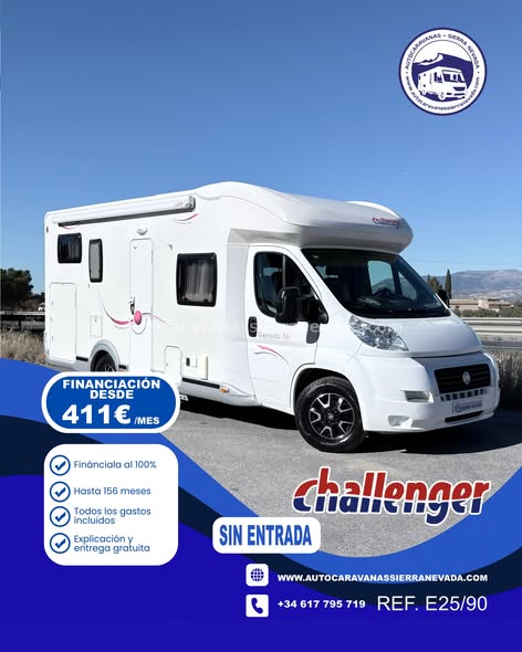 PERFILADA CHALLENGER GENESIS 56
Autocaravanas Sierra Nevada empresa con más de 20 años de experiencia en el sector de venta de ocasión os ofrece esta magnífica casa rodante.🗣️👉 Para más información o precio 💵 consulté en nuestra página web
www.autocaravanassierranevada.com
➡️🌐💻 o haga click👉🖱️ en nuestro enlace ⬇️👇
https://autocaravanassierranevada.com/.../challenger.../
¿Quieres pagar a plazos?
Llama y te informamos sin compromiso
📞617 79 57 19
📞687 85 35 11
EQUIPAMIENTO Y EXTRAS 👇
MOTOR: FIAT DUCATO 2.3 MULTIJET 130cv
AÑO: 2010
KM: 131.000
Medidas exteriores: 6,40m x 3,10m
Plazas:  4
Extras y Equipamiento:
* Medida maletero con doble portón:  (2,15m x 1,40m x 1,20m) 
* Camas (Transversal elevable /Colgante en salón)
* Suspensión Neumática
- Aire acondicionado de motor
- AirBag(conductor y copiloto)
- Velocidad de Crucero
- Cierre centralizado en cabina
- Espejos eléctricos
- Elevalunas eléctricos
- Radio (2DIN-USB-BT)
- Asientos  giratorios
- Oscurecedores REMIS en cabina
- Mosquiteras en ventanas, claraboyas 
- Claraboya XXL en cocina 
- Aire Acondicionado a 220v
- Frigo THETFORD (220v, Gas, 12v,) 141L capacidad
- Ducha con mampara dentro de aseo
- Baterías de 100ah.
- 2 Placa solar de 100w. con regulador MPPT
- Calefacción WEBASTO a gasoil
- Escalón doble peldaño integrado
- ToldoTRISTOR de 4m.
- Portabicis para 2
- 5 Cierre de Seguridad
- Neumáticos reforzados especial camper
#autocaravanasgranada
#autocaravanaocasion
#autocaravanasdeocasion
#ventaautocaravana
#compraautocaravana
#autocaravanabarata
#caravaningandalucia
#autocaravanasur
#granadaturismo
#granadaocasion
#andaluciavanlife
#vanlife
#camperlife
#motorhome
#campervan
#viajarenautocaravana
#caravaninglife
#aventuraenruta
#viajeslibres
#escapadarural
#naturalezaylibertad
#viajarporelmundo
#rutavanlife
#descubreespaña

